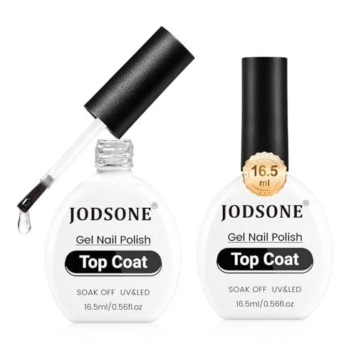 JODSONE 2 esmaltes de gel de 16,5 ml, sin limpiar, acabado brillante, larga duración, sin remojo ni necesita lámpara U V cured para salón, diseño de uñas DIY