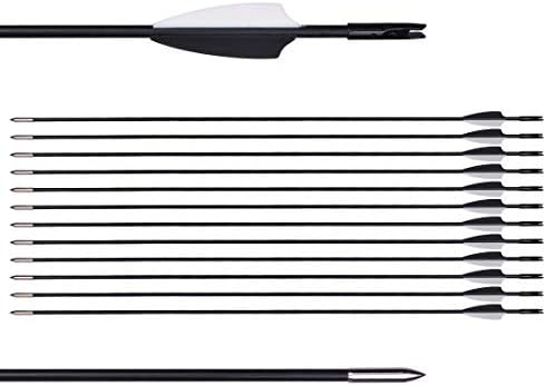 CUPID 31" Training Arrows-Archery Practice Target Arrows with Durable Shaft Blunt Tip for Kids Youth or Beginners on Recurve Bow Long Bow (12pcs Arrows, Black)