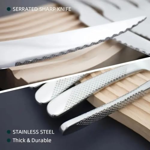 Image of Butter Knives, Stainless Steel Table Knife, Butter Knives Cutlery Set, Mirror Finish & Dishwasher Safe Utensils Set for Home, Office, Party, Camping (12 Pcs Dinner Knife, Silver)