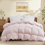 Joysoul Queen Size Down Comforter - All Season Ultra Soft Goose Down & Feather Fiber Fill, Luxury Hotel Pink Duvet Insert with Corner Tabs (88' X 88')