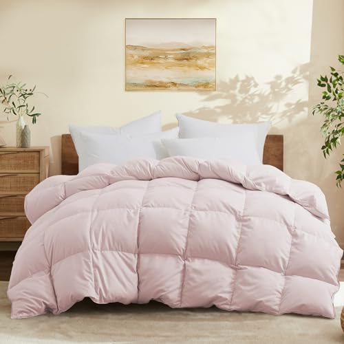 Daunendecke, Queen-Size-Größe, Ganzjahresdecke, ultraweich, weiße Gänsedaunenfüllung und Federfaserbezug, Luxushotel-Bettdecke mit Ecklaschen, 224 x 224 cm, Rosa Daunendecke, Queen-Size-Größe, Ganzjahresdecke, ultraweich, weiße Gänsedaunenfüllung und Federfaserbezug, Luxushotel-Bettdecke mit Ecklaschen, 224 x 224 cm, Rosa