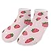4TH N Casual Fashion Athletic Ankle Socks, Lightweight Comfy Elastic Sock Cute Pink Strawberry Polka Dot for Women and Men Jogging, Training, Walking Wear
