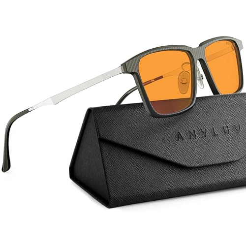 Image of Blue Light Glasses Men, Stylish Square Carbon Fiber Eyewear, Anti Eyestrain, Lightweight Mens Computer Gaming Glasses