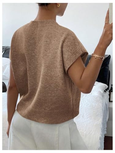 Image of SOLY HUX Women's Short Sleeve Sweater 3D Floral Sweaters Pullover Tank Tops Knit Vest Trendy Fashion Clothing