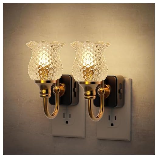 JandCase Night Light, 2 Pack Glass Night Lights Plug into Wall, Dimmble Floral LED Nightlight, 0-100 LM Flower Nightlights, Dusk to Dawn Sensor, 1W Vintage Nite Light for Bathroom Gift Vanity Decor
