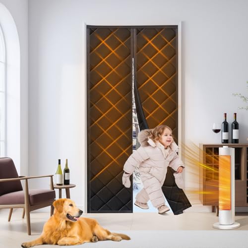 BARJEAR Wärmeschutzvorhang für Türen,Türvorhang Kälteschutz 100x210cm Thermo Türvorhang, Isoliervorhang Thermovorhang, Haustierfreundlich Wasserdicht, Winddicht für Balkontür Türen