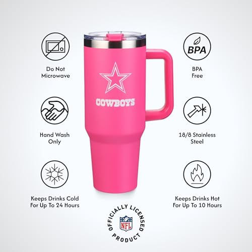 Image of The Memory Company Officially Licensed NFL - Dallas Cowboys 40oz Pink Game Day Tumbler with Team Logo
