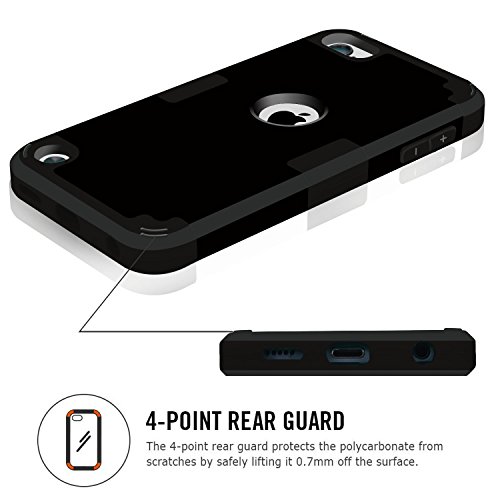 Rosepark Touch 5 Case, Touch 6 Case, (Tm) [Colorful Series] 3-Piece Style Hybrid Silicon Hard Case Cover For Apple Ipod Touch 5 6Th Generation (Black),With Screen Protector+Stylus #TOP1