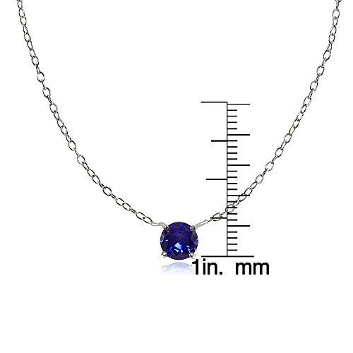 Ice Gems Sterling Silver Small Dainty Round Created Blue Sapphire Choker Necklace #TOP2