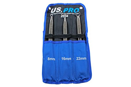 US PRO 3-częściowe podwójne łączące długie okrągłe szczypce do nosa 8 mm - 22 mm 2058