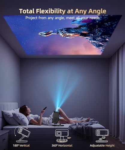 Image of 1500ANSI Google TV Smart Projector, Auto Focus & Keystone,with Stand | For Office Presentations, Classroom Teaching, Outdoor Camping & Family Theater, Built-in WiFi Bluetooth, 360 Rotatable Stand