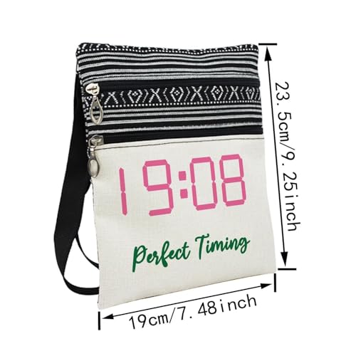 Perfect Timing 1908 Messenger Bag Small Ethnic Pattern Printed Adjustable Strap Crossbody Zipper Bag Sorority AKA Phone Bag Wallet Cute Shoulder Handbag for Women2