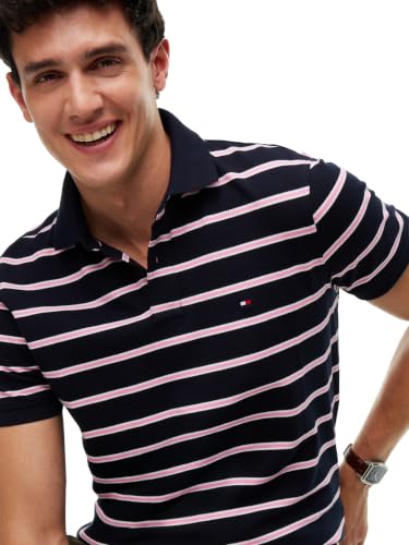 Image of Tommy Hilfiger Men's Short Sleeve Polo Shirts in Regular Fit With Stretch and Organic Pique Cotton