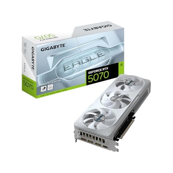 Gigabyte GeForce RTX 5070 Eagle OC Ice SFF 12G Tarjeta Gráfica - 12GB GDDR7, 192 bits, PCI-E 5.0, 2587 MHz Core Clock, 3 x DP 2.1a, 1 x HDMI 2.1b, NVIDIA DLSS 4, GV-N5070EAGLEOC ICE-12GD
