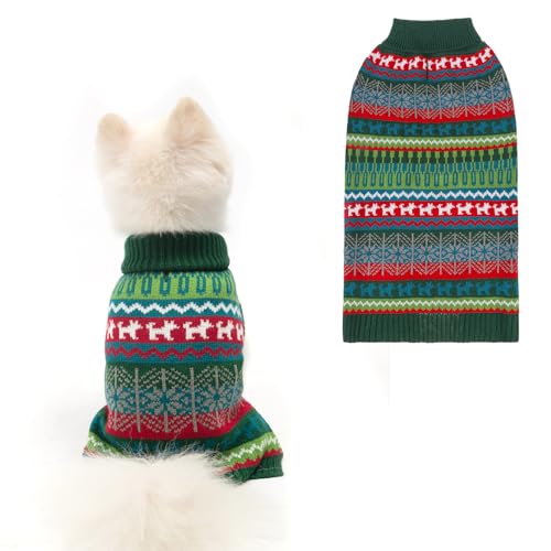 Image of Mihachi Dog Sweater - Winter Coat Apparel Clothes with Colorful Stripes for Cold Weather