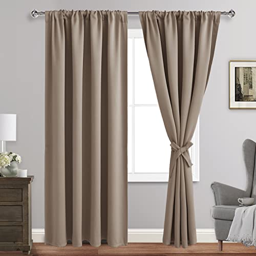 JIUZHEN Blackout Curtains Set of 2, 60x84, Camel