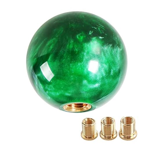 YIUIY Round Ball Shift Knob Universal Marble Style Gear Shift Knob 5 6 Speed for Manual Automatic Vehicles with Adapters (Green)