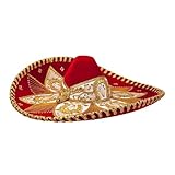 Sombrero Charro, Mariachi hats fancy women and big kids, (US, Alpha, Medium, rojo/oro)