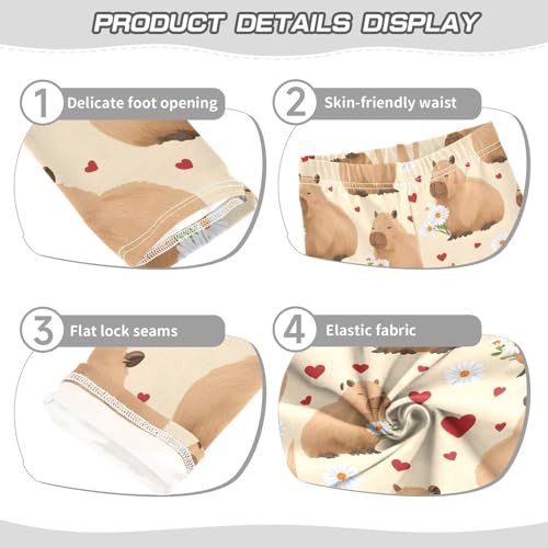 ALAZA Girls' Leggings Children's Yoga Pants Skinny Printed Dance Capybara Love Cute Comfortable 4T2