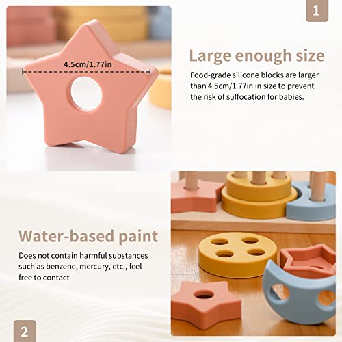 Samonyed Shape Sorter Toys For Toddlers 1-3 Montessori Stack Toy Car For 1 Year Oldbaby Blocks Sorting Wooden&Silicone Educational Car Stacking Toys Montessori Toy1 2 3 Year Old Girls Boys Gifts #TOP2