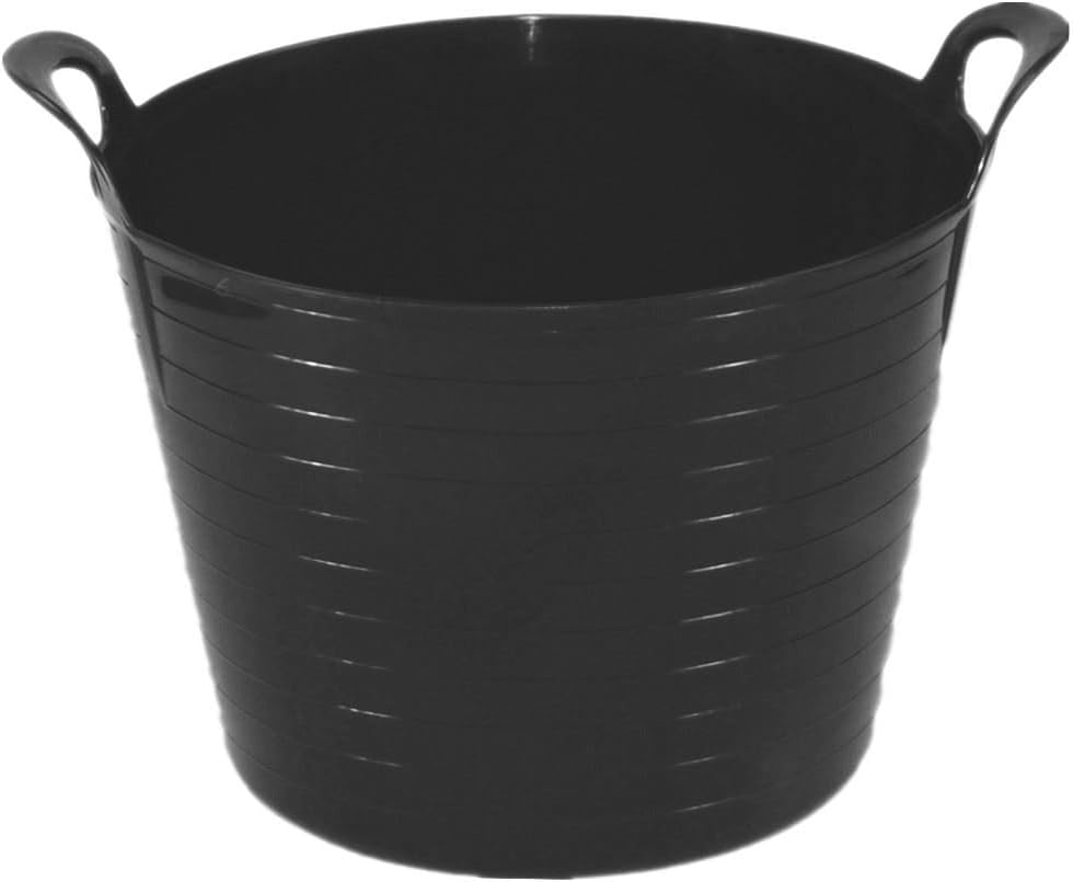45 Liter Heavy Duty Large Flexi Tub Garden Home Flexible Colour Plastic Storage Container Bucket Flex Tub- MADE IN U.K. (BLACK, 45 LITRES)