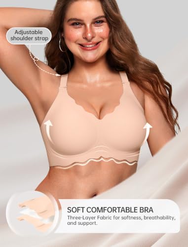 Image of OEAK Women Value Series Jelly Bras Wireless Pushup Convertible Bra | Everyday Essentials,Comfortable Bralettes,No Underwire,Full Coverage,Support Lift,Tshirt,Soft,Seamless,Scalloped