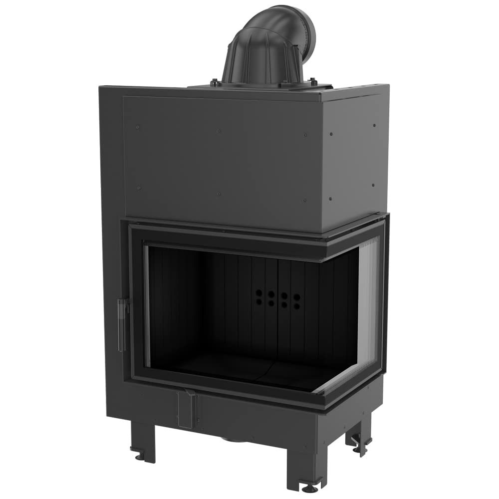 KRATKI Inserto per camino in acciaio a legna MBZ 13 kW Ø200 destro A+ 81 | Acciaio nero, efficienza 81%, classe A+. Ecodesign, BImSchV 2, Kratki PRO; per recupero calore.; combustione efficiente