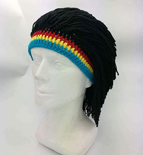 Image of Funny Rasta Wig Beard Hats Knitted Jamaican Rasta Beanie Hat with Dreadlocks Christmas Halloween for Men Women