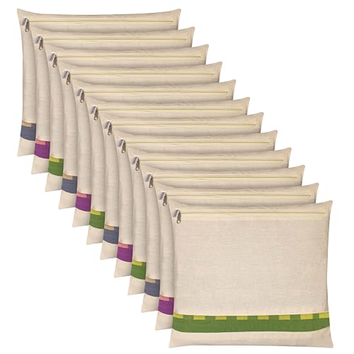 Image of TEKCOOL Cotton Saree Bags /Covers For Storage Set Of - 12 Big Size Single (16 X 14 Inches) With Zip Closure For Clothes Bags And Wardrobe Organizer With Transparent Mesh Window, Beige