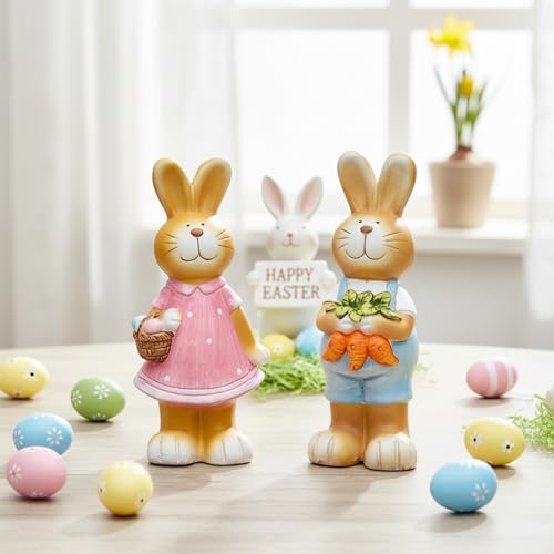 Figurines lapin de Pâques résine 8.3 pouces : statuettes étanches table et extérieur