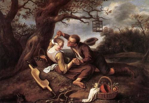 ZHAOSHAN Pinturas Famosas Arte Impresión Impresion Lienzo Allegra coppia di Jan Steen para la Decoración del Hogar de la Oficina 60x90cm
