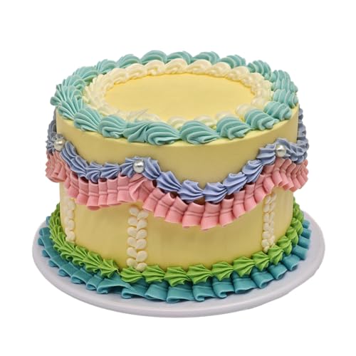 NICE PURCHASE Realistic Fake Birthday Cake Fake Food Bakery Shop Display Model Party Decoration Pro Cake Faux Replica Cake (6 inch wide & style F)