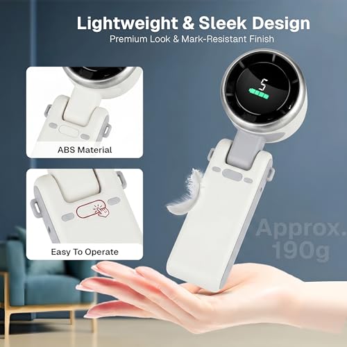 Image of GISMO Portable Handheld Fan with LED Display, 1200mAh USB Rechargeable Mini Fan, 5 Speed Adjustable Turbo Personal Cooling Fan, Foldable Desk Fan for Travel /Office /Outdoor /Home Use - white