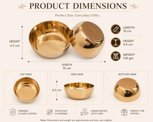 Image of Pure Source India 4 Inch Handcrafted Kansa Bowl | Traditional Bronze Serving & Dining Bowl (6)