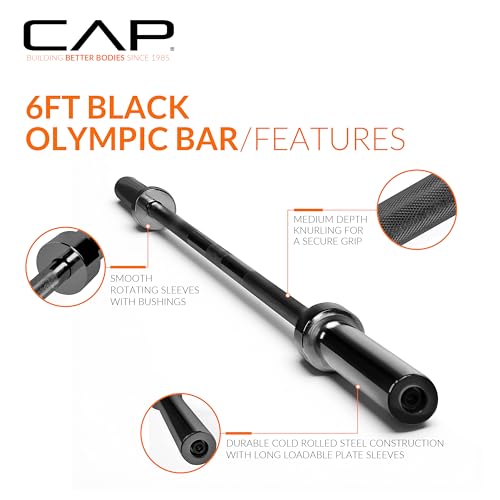 Image of CAP Olympic Barbell - 5FT, 6FT, & 7FT Strength Training Weight Bars, Multiple Options