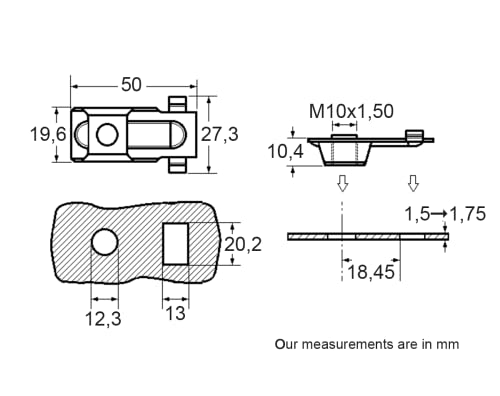 Restagraf Metall Käfigmutter M10 1,50 für Anhängerkupplung kompatibel mit Fahrzeugen Typ: Citroen, FIAT, Peugeot (2 Stück)