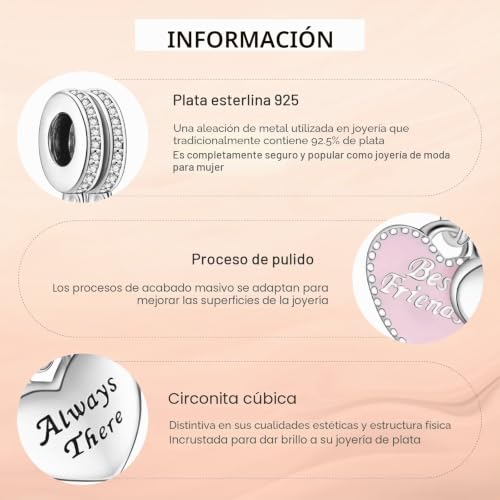Abalorio de plata de ley 925 Annmors elegante para pulsera Pandora 4