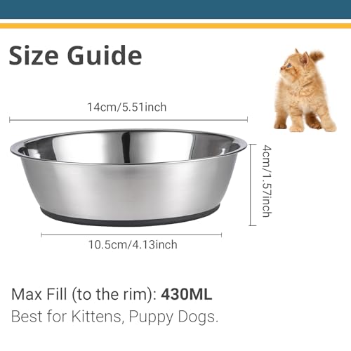 PEGGY11 Lightweight Stainless Steel Cat Bowls - 1.8 Cup, 2 Pack - Image 3