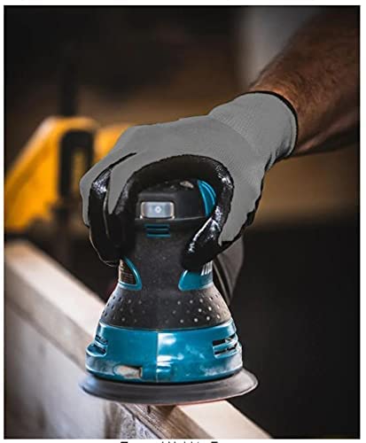 Firm Grip Nitrile Coated Tough Working Gloves: Black, Large Size (10 Pairs) #TOP5