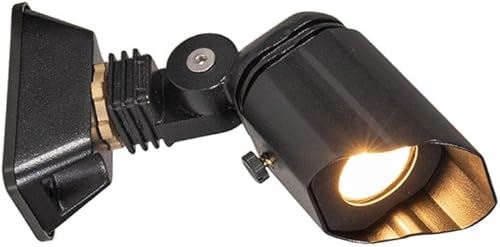 VOLT Mini luz Lanai de latón de 12 V (negro) con bombilla LED MR11 blanca cálida de 4 W 2700 K y soporte para iluminación exterior de bajo voltaje