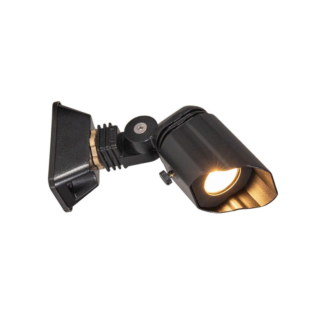 VOLT 12V Mini Brass Lanai Light (Black) with 4W 2700K Warm White MR11 LED Bulb & Mount for Low Voltage Outdoor Lighting on Patio or Pool Cage