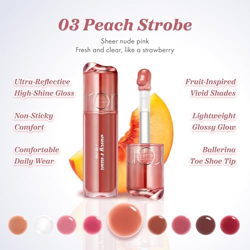 Image of rom&nd JUICY FLASH LIP OIL 03 PEACH STROBE
