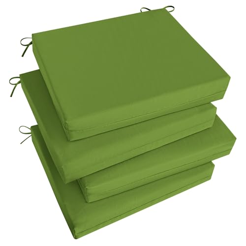 Image of Basic Beyond Outdoor Chair Cushions Set of 4, Square Corner Outdoor Cushions for Patio Furniture, Water Resistant Patio Chair Cushions with 2 Ties, 18.5x16x3, Grass Green