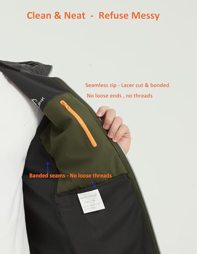 Men's Waterproof Softshell Rain Jacket, Hooded Windbreaker 7 Pockets, Lightweight Shell for Outdoor Activities4