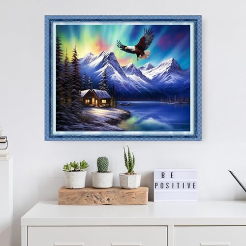 Image of Dooxvey Cross Stitch Kits for Adults Beginners,Full Range of Cross-Stitch Stamped Kits Needlepoint Kits for Beginners Embroidery Kits 11CT Cross Stitch Patterns-Aurora Eagle 16x20 inch