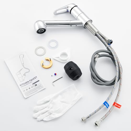 Auralum Einhebel Küchenarmatur mit 2 Strahlarten Geschirrbrause Wasserhahn Küche ausziehbar Spültischarmatur Armatur mit 360° schwenkbar Chrom Einhandmischer Mischbatterie für Küche