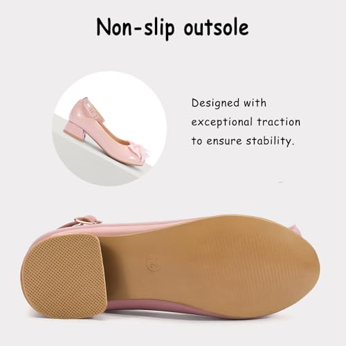 TOZHCITA Girls Low Heels Shoes Princess Dress Up Shoes,Flower Girls Sandal Shoes in Wedding Party Church Costume,Pink for 2M Little Kids by TOZHCITA - Image 6