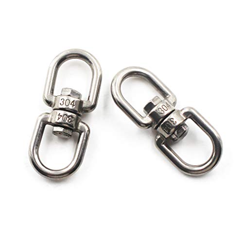 304 Stainless Steel Eye to Eye Swivel Ring,M10 3/8" Key Ring Keychain Connectors for Anchor Chain (2PCS)