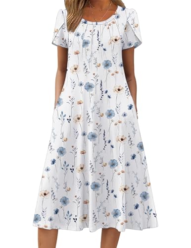 Zeagoo Womens Dresses Summer Long Dresses for Women Casual Floral Midi Dress Ruffle Sundress XXL