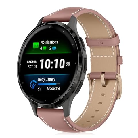 VanHooc Pasek 18 mm do Garmin Venu 4 41 mm / Venu 3S 41 mm / Forerunner 265S/255S, elegancki pasek zapasowy w stylu retro, skórzany pasek do smartwatcha, szybkie zapięcie, do Vivoactive 4S 40 mm, 18mm
